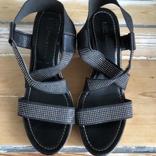 M&S Black Sparkle Cork Wedge Sandals Size 6 Marks & Spencer’s Made In Italy