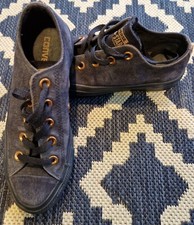 CONVERSE CHUCK TAYLOR ALL STAR LO NAVY SUEDE ROSE GOLD TRAINERS UK 4