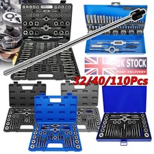 Tap and Die Set 32/40/110Pcs Metric Size Bearing Steel Threading Tool Complete