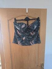 Ladies Green Leaf Print Tankini Top Size 20 TU