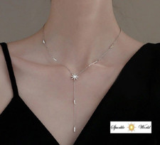 Women’s 925 Sterling Silver Chain Necklace Maple leaf Shape Pendant AAA Zircon