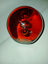 VINTAGE TRIPLE SUSPENDED BUBBLES ART GLASS GLOBE PAPERWEIGHT 30CM