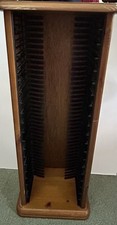 Vintage Wooden CD Storage Rack Tower – Holds 40 CDs Height 27” Brown