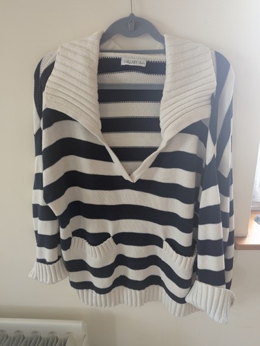 Striped navy and - and, white