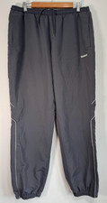 Reebok Tracksuit Bottoms Men Large Grey Embroidered Tapered Jogger Baggy Fit Vtt