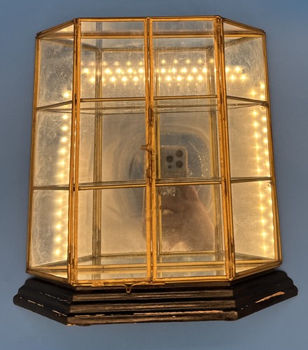 Vtg glass brass mirrored - brass,