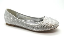 Womens Flat Glitter Pump Slip On Ballerina Wedding Party Bling Ladies Shoes Size