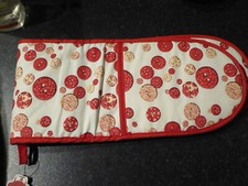 Belle Emily Gauntlet Oven Gloves 100% Cotton  Made in the UK BUTTON DESIGN  aga