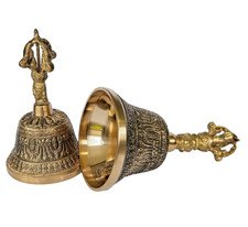 Large tibetan brass tingsha - tibetan,