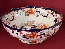 MASON'S MANDALAY LARGE BLUE FOOTED SERVING BOWL