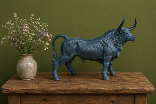 Bronze effect bull - bull, ornament