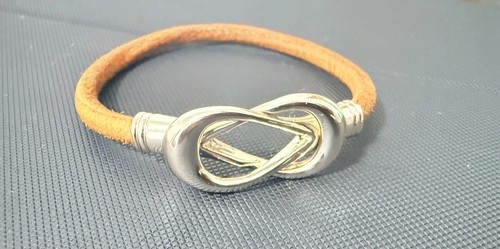 Tan leather infinity - leather, knot