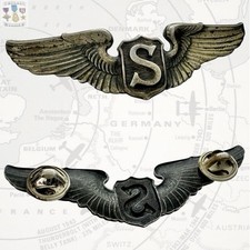 WWII SERVICE PILOT WINGS U.S. ARMY AIR CORPS 3” SIZE VAULTED STERLING WW2 #295