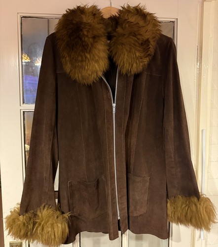 Vintage afghan brown suede - brown,