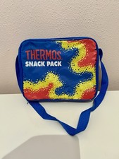 Vintage Retro Thermos Cool Bag Picnic Work School Lunch Box Blue