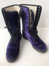 Dr Martens UK 5 EU 38 US 7 Purple velvet large eyelet 14 eye tall knee high zip