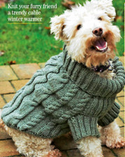 0270 Knitting Dogs Cable Winter Jumper S-M dog Aran - Vintage Pattern Copy