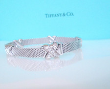 Tiffany & Co 18ct White Gold Heavy Brilliant Cut Diamond Mesh Cross Bracelet