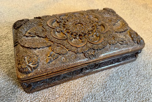 Vintage carved trinket box - vintage,
