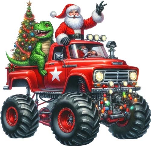 Christmas monster truck santa - monster,