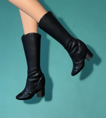Barbie doll boots black pair - doll,