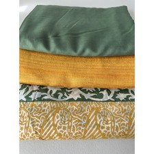 Gitcha Tussar Silk Block Print Salwar Kameez Fabric Set – 3pc Unstitched