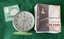 Vintage Five Rams Alarm Clock, Mechanical, Green Color, Old Stock Brand New