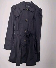 Miss Selfridge Size 8 Ladies Black Mack Mac Coat Jacket Belted