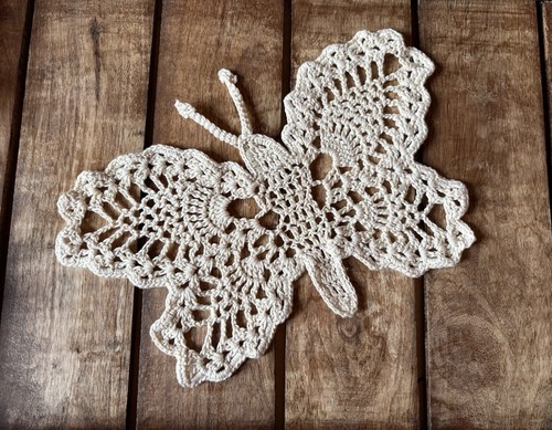 Hand crochet butterfly doily - crochet,