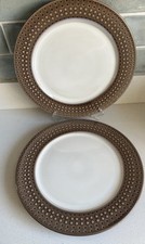 2x Denby Intro Mocha 29cm Dinner Plate - Discontinued Range. Mocha Dots Plates
