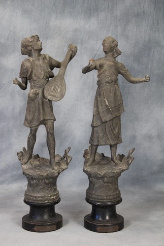 Pair antique french spelter - pair,