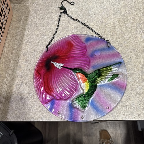 Glass round hummingbird - round,