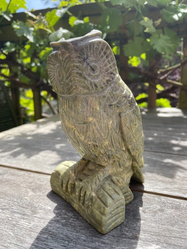 Hand carved soapstone wise owl - carved,