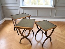 An Antique Style Leather Topped Nest of Three Coffee Tables ~Delivery Available~
