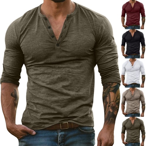Men cotton henley shirts - cotton,