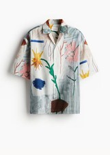 Jean-Michel Basquiat x H&M Loose Fit Resort Shirt Size M Embroidered