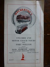 MacBraynes coach steamer tours Fort William Scottish bus leaflet