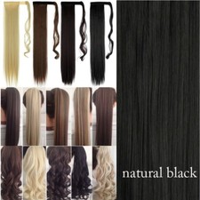 Highlight Thick Real WRAP Ponytail Clip In Hair Extensions Pony Tail As Human