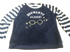 PRIMARK LOVE TO LOUNGE BLUE FLEECE HOGWARTS PJ TOP HARRY POTTER SIZE 10-12