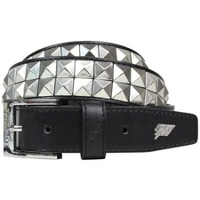 Double Stud Leather Belt Black