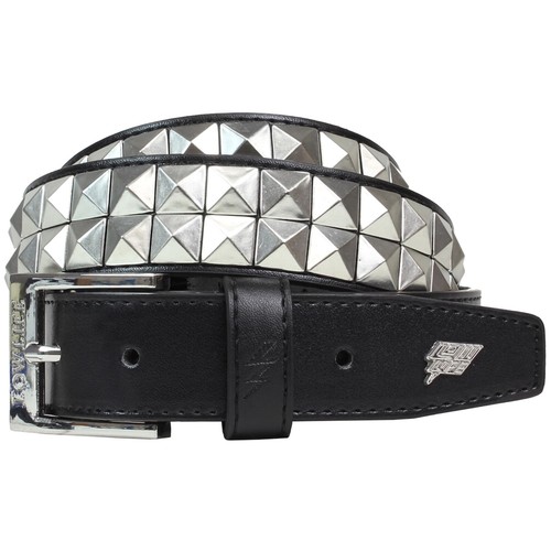 Double stud leather - leather, black
