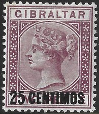 Gibraltar 1889 QV 25c on 2d