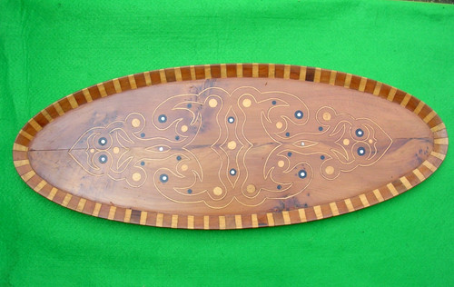 Maori tiki wooden - wooden, inlaid