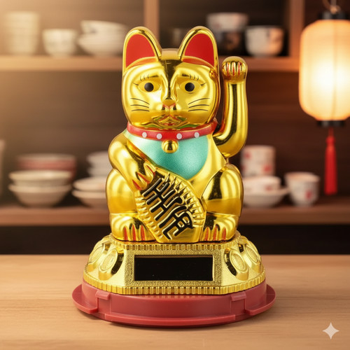 Lucky cat waving - cat, 5"