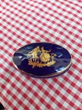 Limoges Porcelain Trinket Box Cobalt Blue Oval