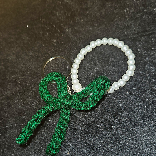 Green cord bow - bow, white