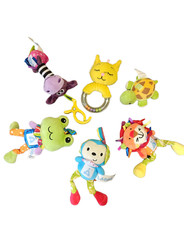LADIDA Clip on Soft Baby Toys 6pcs, Jibba jabba toys, Cot, Pushchair.