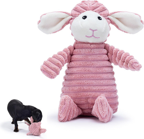 Pink lamb plush - lamb, dog