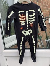 Halloween Design (skeleton) Black Baby grow- Age 9-12 Months- 100 % Cotton---TU