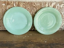 VIntage Fire King Anchor Jadeite  Lot of 2 Heavy Weight Dessert Plates 6  3/4"